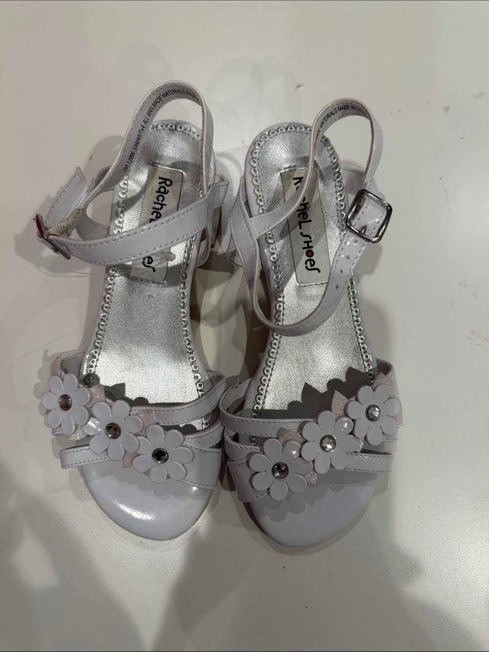 Rachel Shoes White Floral Girls Dress Sandals